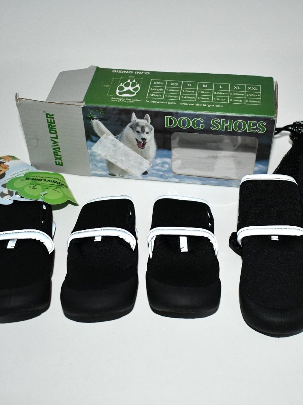 EXPAWLORER Dog Shoes, Small Dogs, Hot Pavement Boots, Black, Size MED, Set of 4,